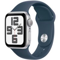 Apple Watch SE GPS 40mm Silver Aluminium Case with Storm Blue Sport Band - M/L