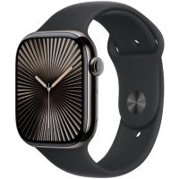 Apple Watch Series 10 GPS + Cellular 46mm Slate Titanium Case with Black Sport Band - M/L