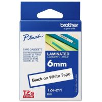 Brother MTZ211 Black on White Laminator tape 6mm - 8m length