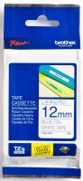 Brother 12mm Blue On White Laminated Tape - 8m