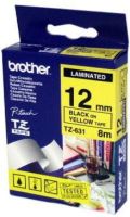 Brother 12mm Black On Yellow Laminated Tape - 8m