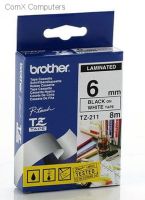 Black on White 6mm x 8m laminated tape
