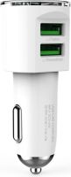 LDNIO DL-C29 White With Silver Rim 5V 3.4A Dual USB Port Mobile Phone Car Charger