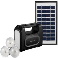 Switched Portable Power Station with Solar Panel - black