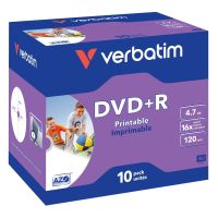 Verbatim 43508 DVD+R Wide Inkjet Printable ID Brand - 10 Pack